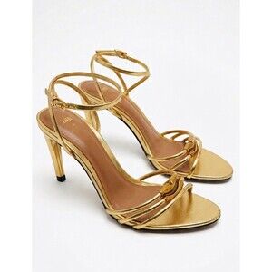 Zara Gold Metallic Heeled Sandals AIRFIT New With Tags Size 40 US 9